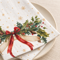 Servietten für Weihnachten aus bedrucktem Leinen – Schleifenzauber