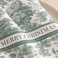 Servietten für Weihnachten aus bedrucktem Leinen – Tannenpanorama