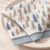 Servietten für Weihnachten aus bedrucktem Leinen – Winteraquarell