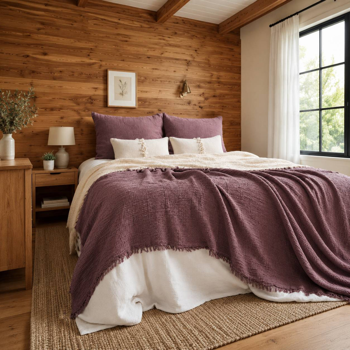 Tagesdecke aus türkischer Bio-Baumwolle – Mauve – Ansicht 3