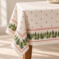 Tischdecke für Weihnachten aus bedrucktem Leinen – Tannen & Sterne