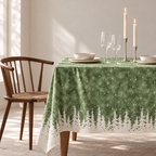 Tischdecke für Weihnachten aus bedrucktem Leinen – Tannensilhouetten