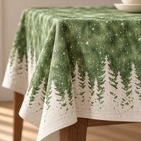 Tischdecke für Weihnachten aus bedrucktem Leinen – Tannensilhouetten