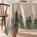 Tischdecke für Weihnachten aus bedrucktem Leinen – Winterwald