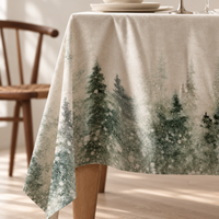 Tischdecke für Weihnachten aus bedrucktem Leinen – Winterwald