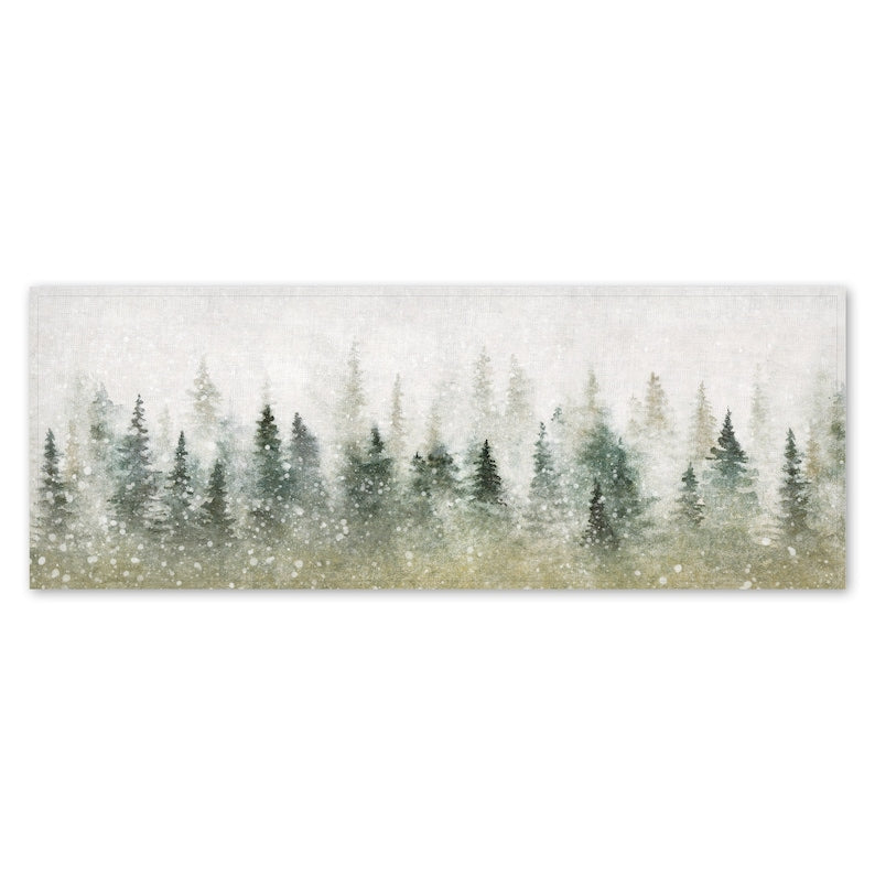 Tischläufer für Weihnachten aus bedrucktem Leinen – Winterwald