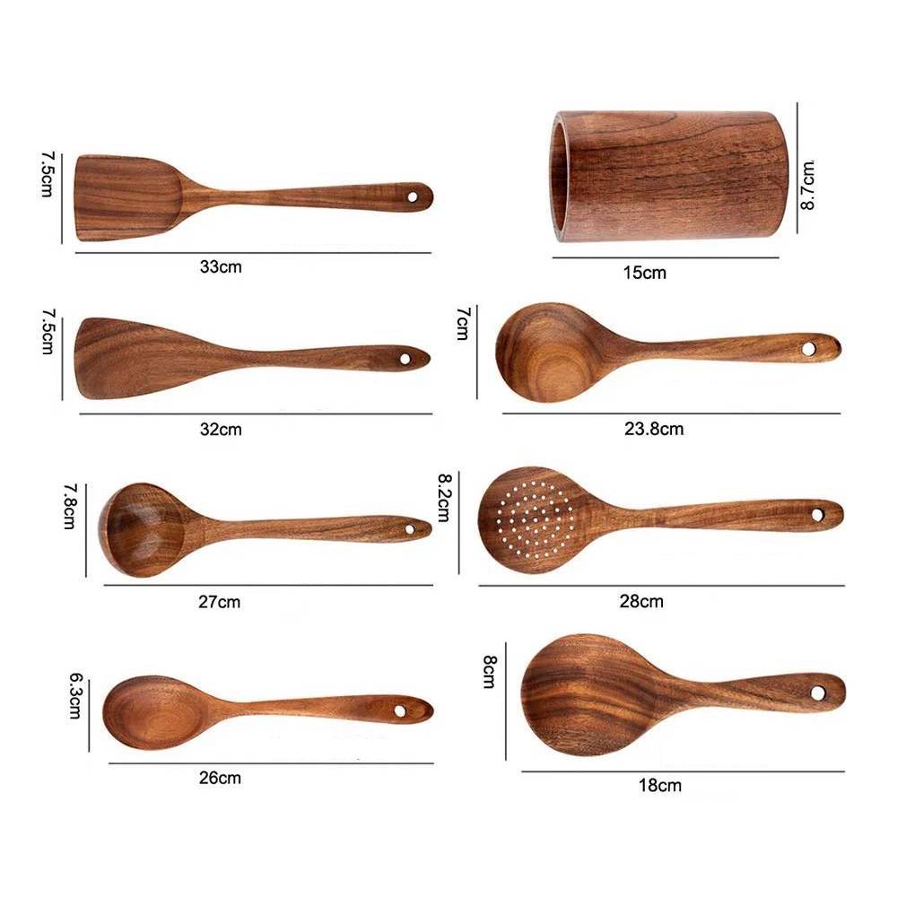 Teakholz Küchenutensilien-Set – 8-teilig